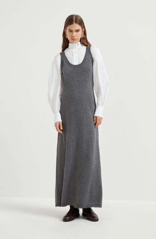 Brunello Cucinelli Round-neck Knit Dress In Gray