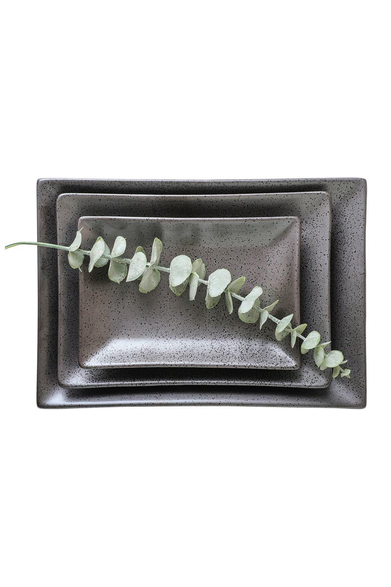 Valencia Porcelain 3-Piece Serving Plate Set, Alternate, color, Metallic Grey