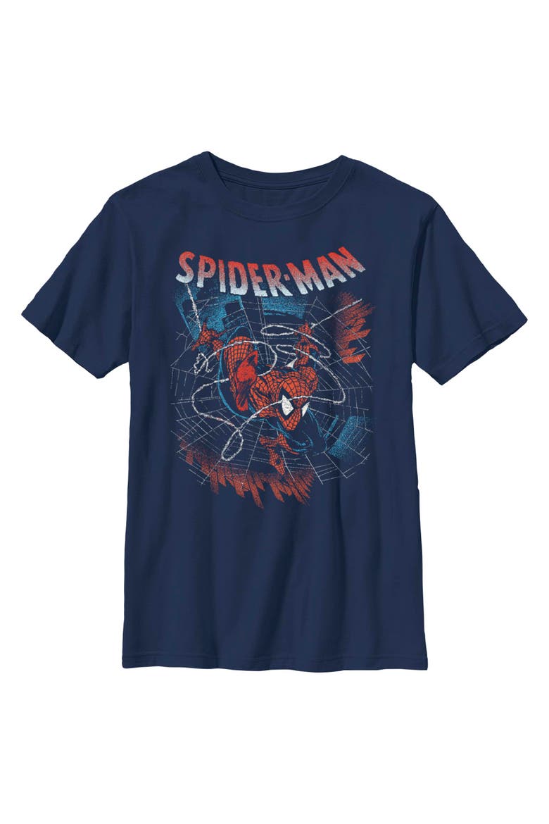 Boy's Spider-Man Beyond Amazing Web Bite Night  Graphic T-Shirt, Main, color, Navy Blue