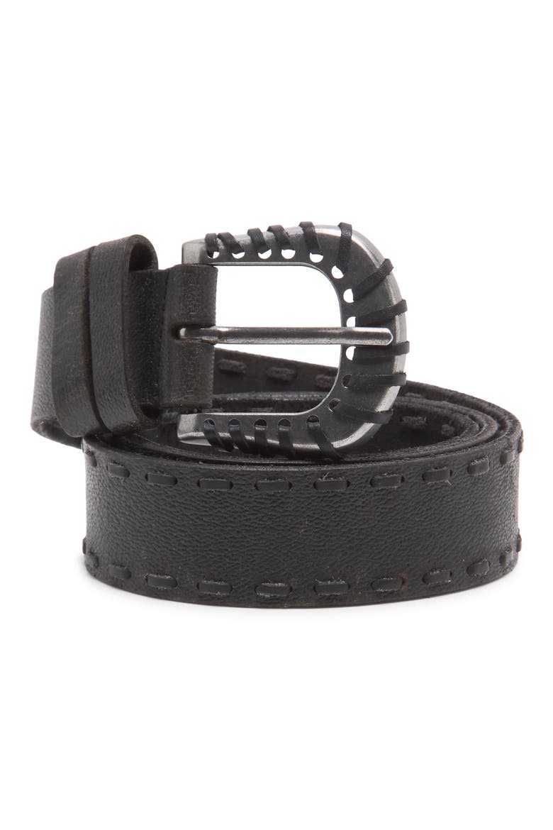 Holt Leather Belt, Main, color, BLACK