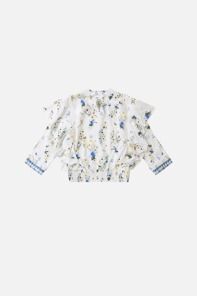 Kids Frill Blouse W Pintucks, Alternate, color, Dandelion Skies