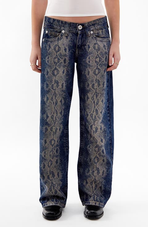 Kayla Snake Low Rise Baggy Jeans (Light Vintage)