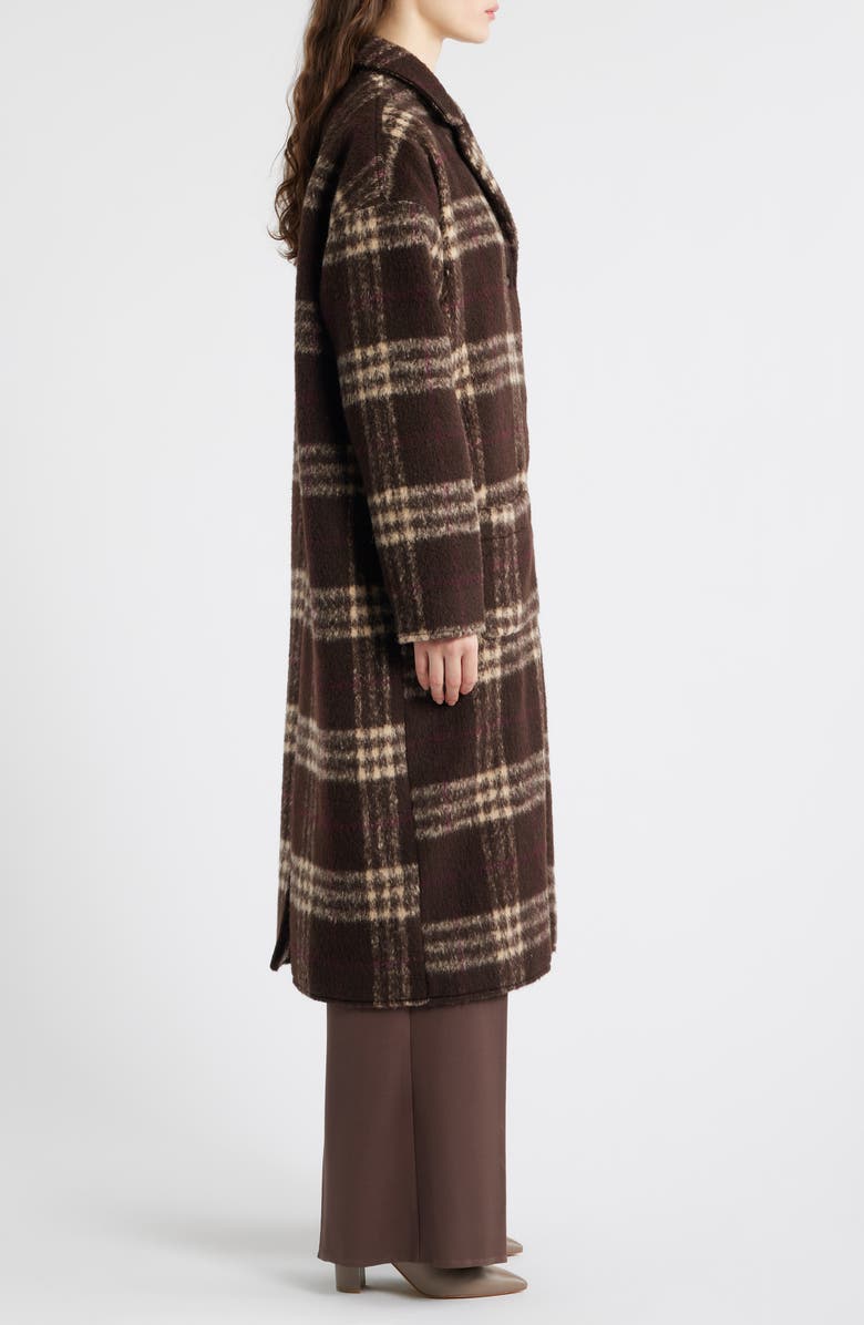 dRA Ginny Check Wool Blend Longline Coat, Alternate, color, Latte Brown