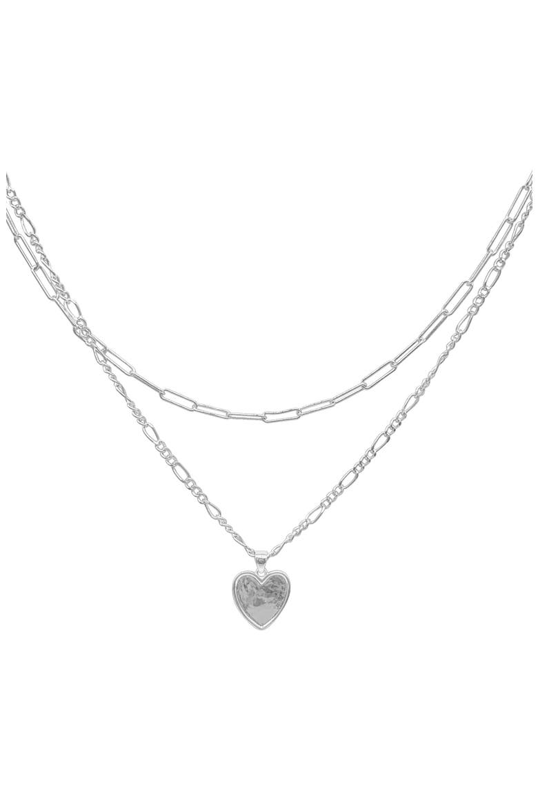 Layered Heart Pendant Necklace, Main, color, SILVER
