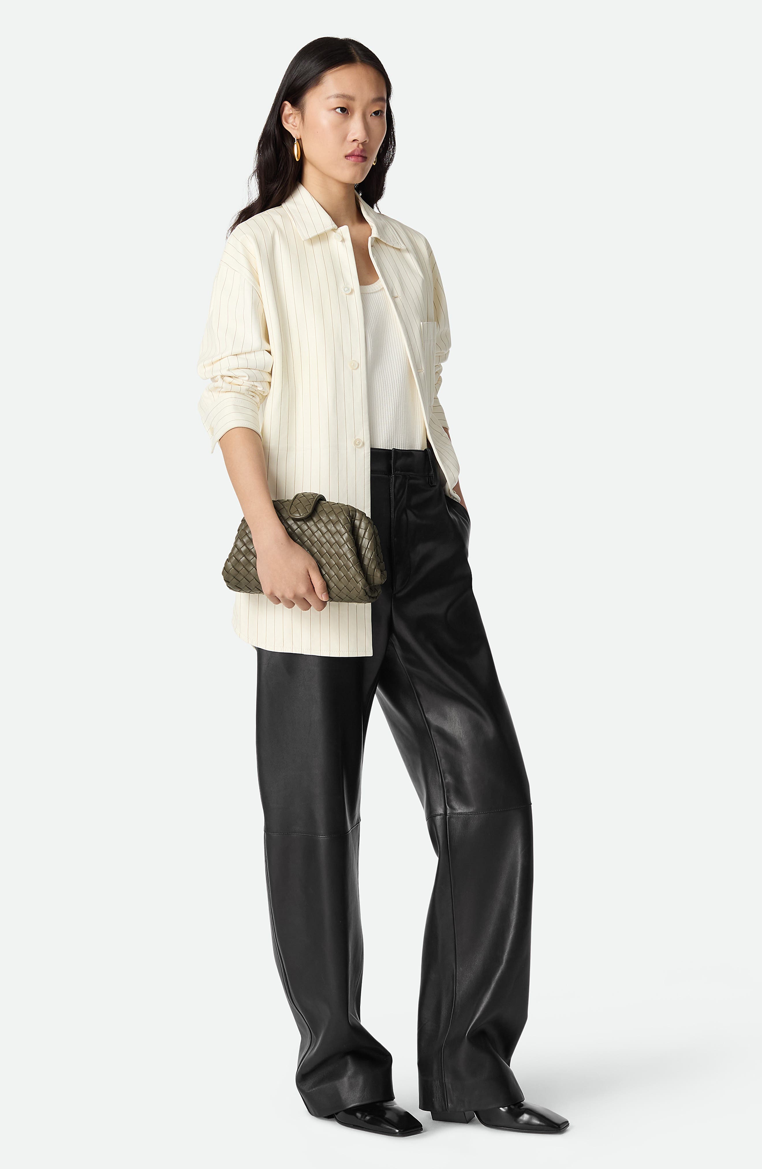 Bottega Veneta Mini Lauren 1980 Intrecciato Leather Clutch, Alternate, color, 3230 Cypress-Muse Brass