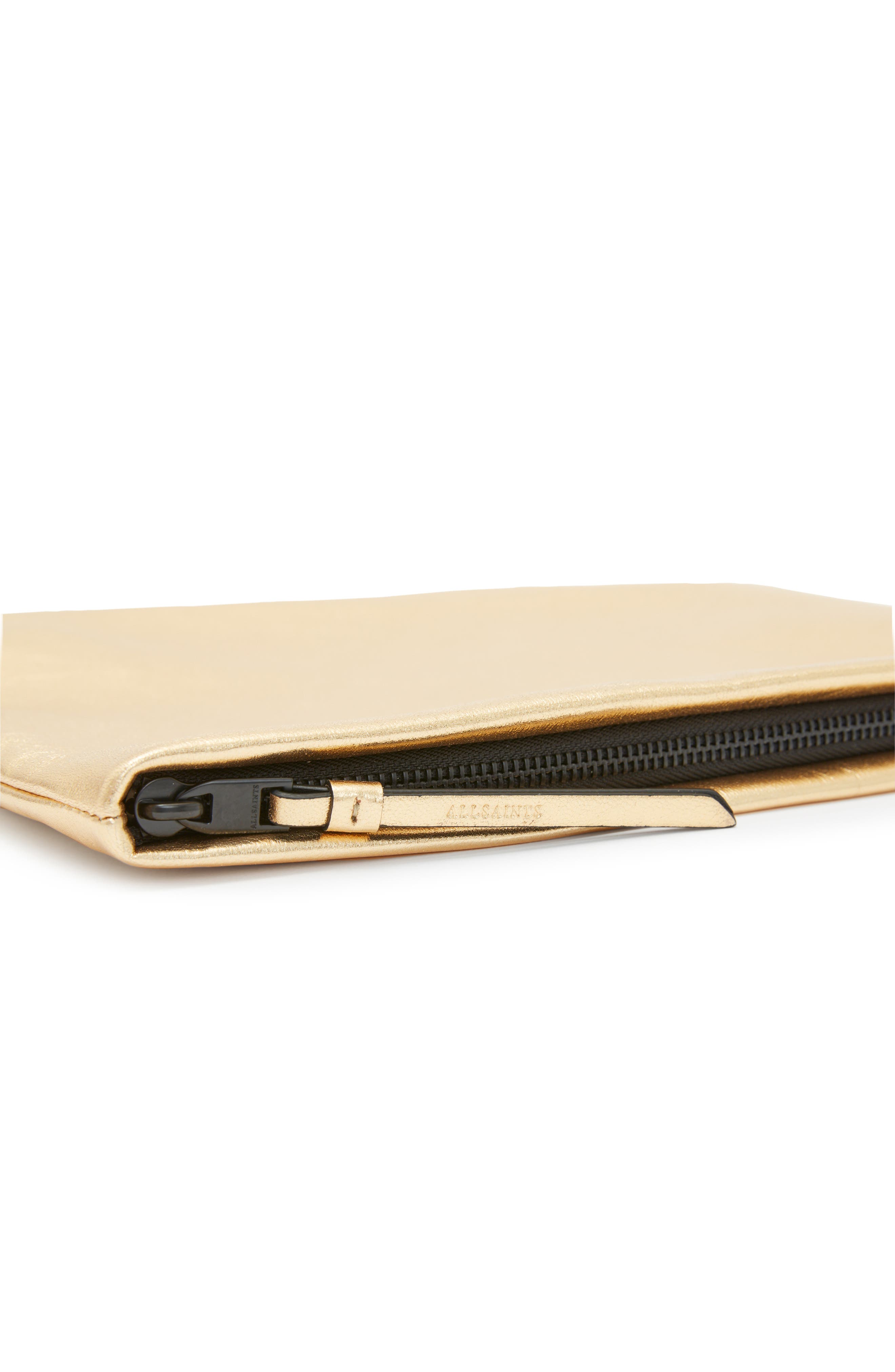 AllSaints Bettina Leather Clutch, Alternate, color, 