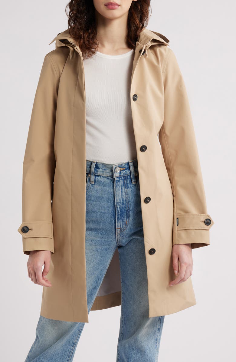 Save The Duck Jackie Water Resistant Raincoat with Removable Hood, Alternate, color, Stardust Beige