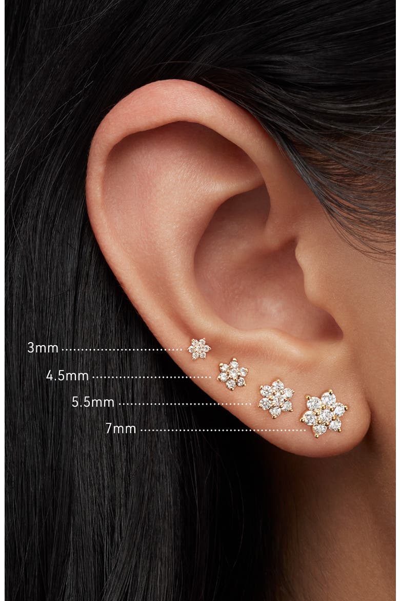 Diamond Flower Single Stud Earring, Alternate, color, YELLOW GOLD