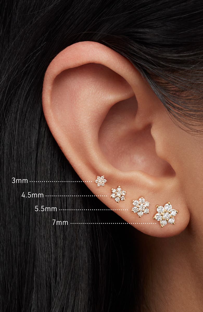 MARIA TASH Diamond Flower Single Stud Earring, Alternate, color, Yellow Gold