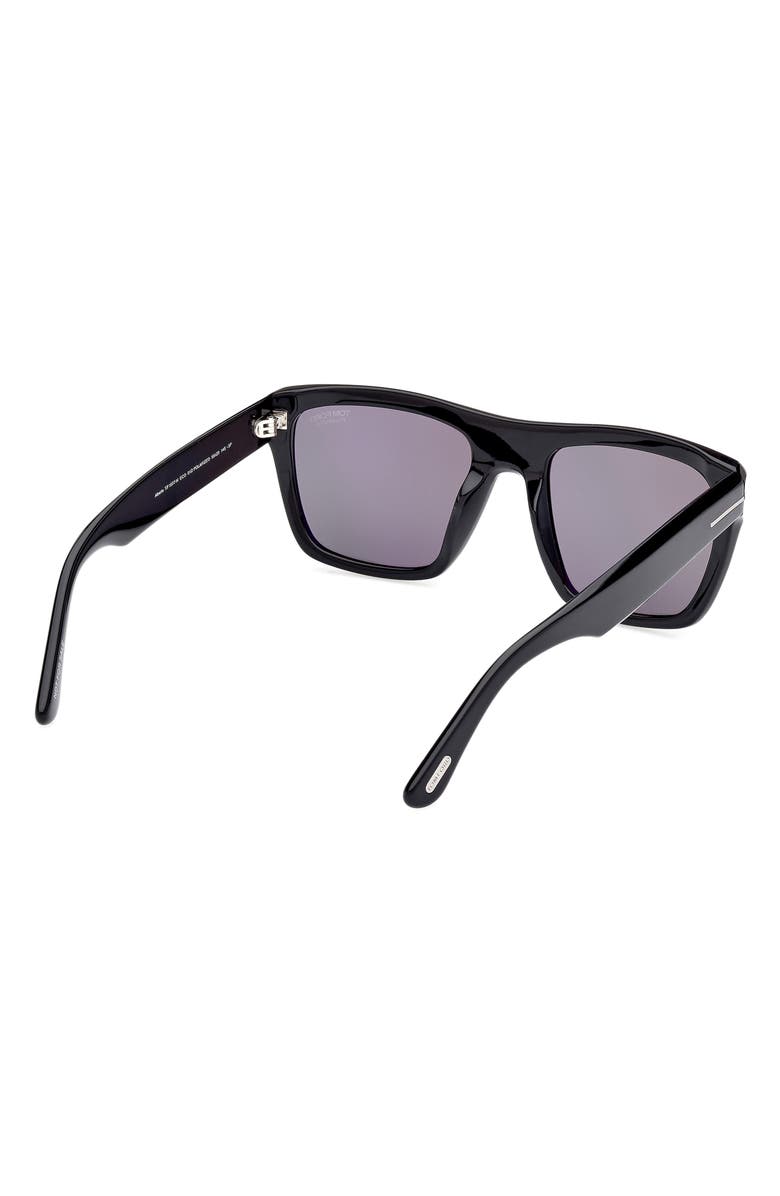 TOM FORD Alberto 55mm Polarized Square Sunglasses, Alternate, color, Shiny Black / Polarized Smoke
