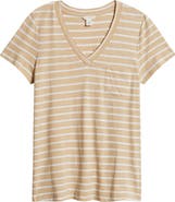 Caslon® Short Sleeve Cotton & Modal V-Neck Pocket T-Shirt