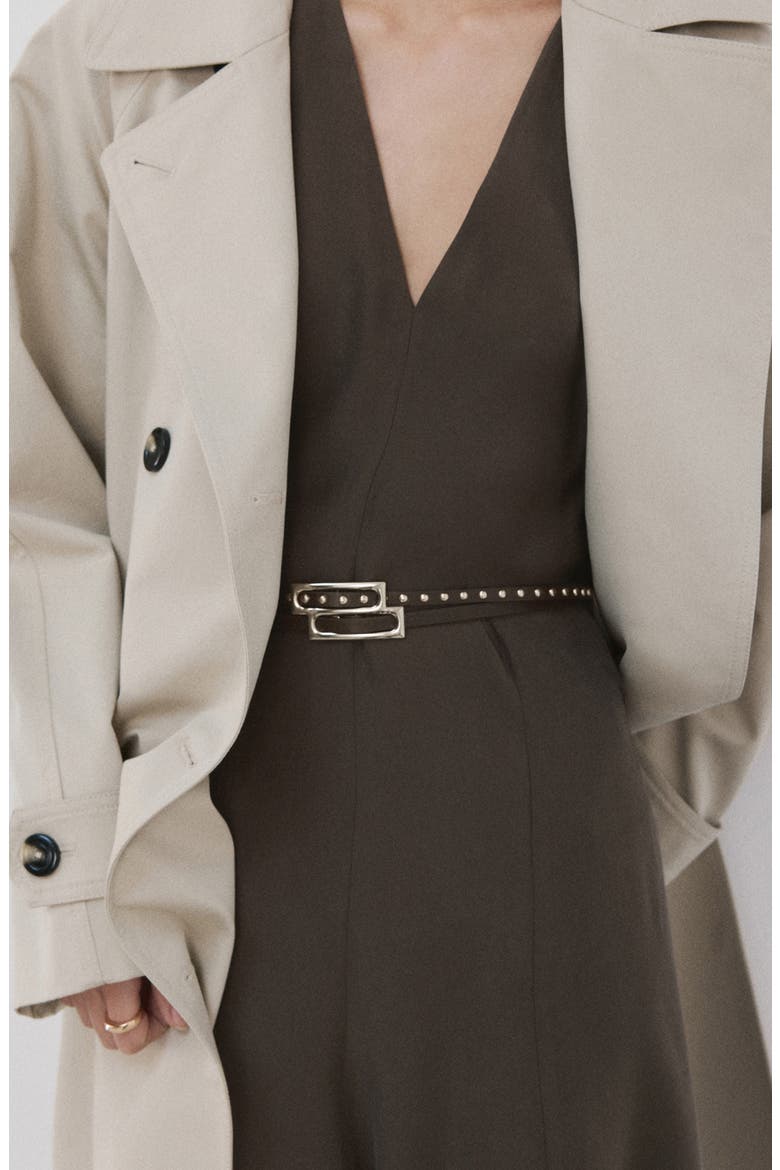Double Belt A-Line Dress, Alternate, color, BROWN