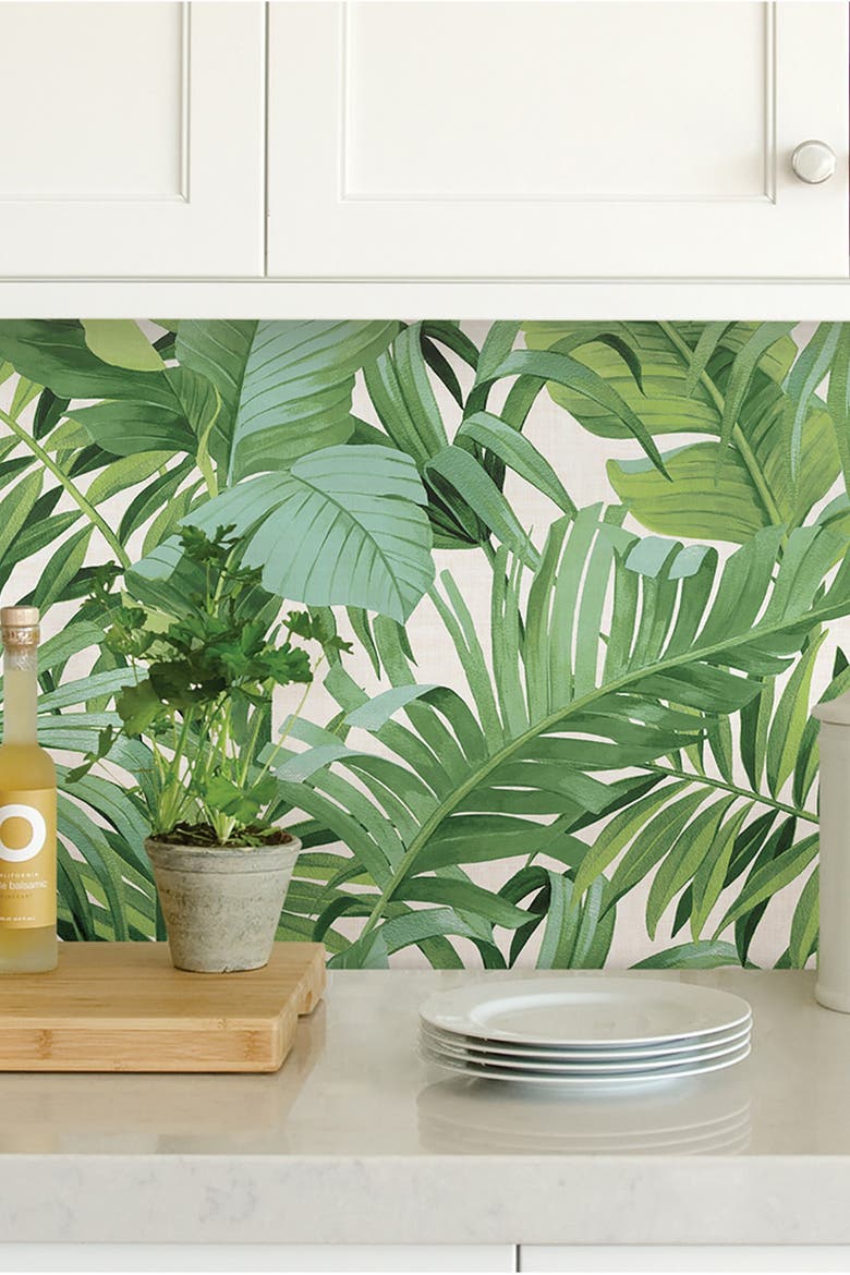 Maui Peel and Stick Wallpaper, Alternate, color, GREEN