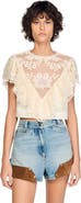 SANDRO Floral guipure crop top