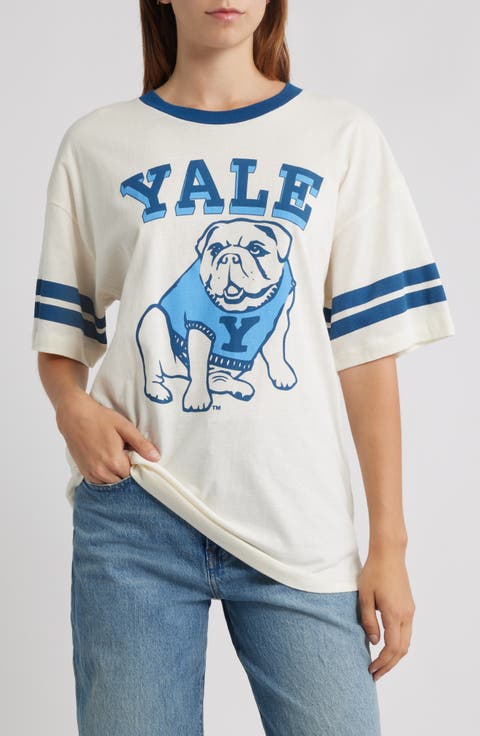 Yale Bulldog Cotton Graphic Ringer T-Shirt