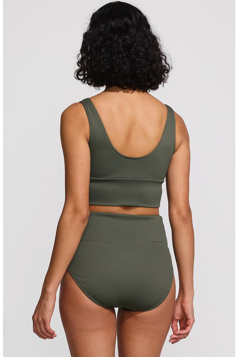 Tugless Tankini Top and High Waisted Bottom Swimsuit Set, Alternate, color, Rich Olive Green Ottoman
