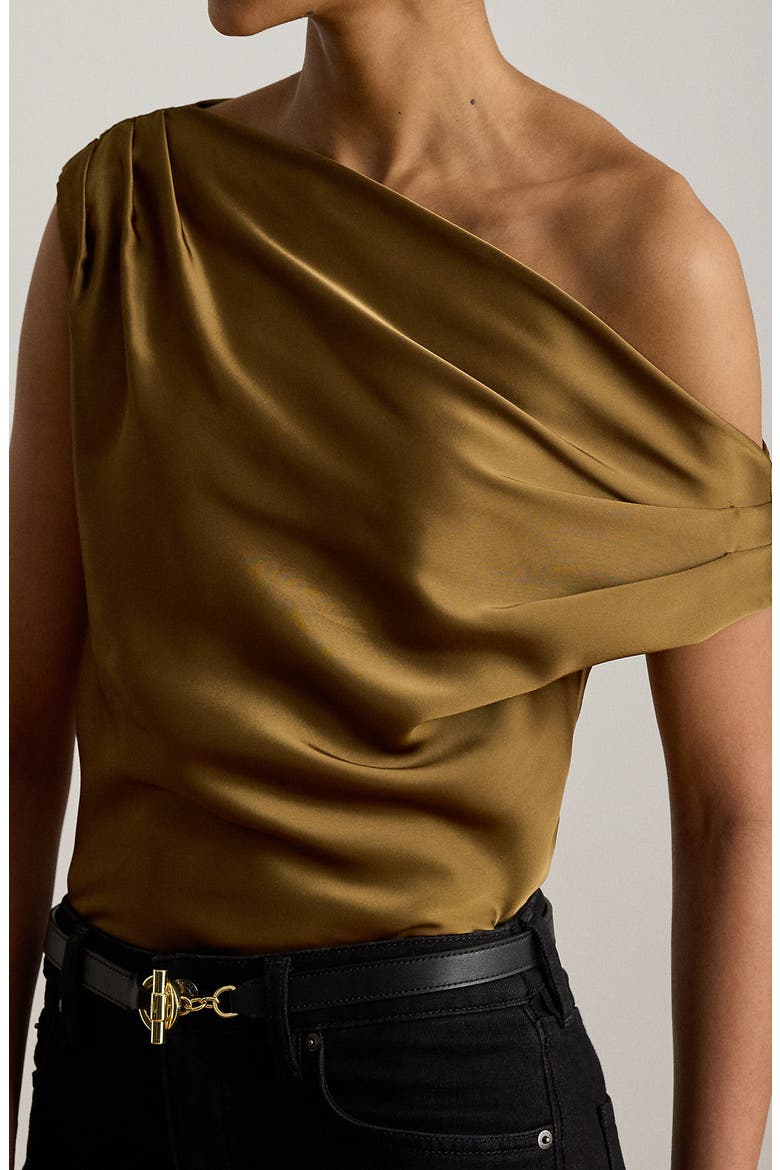 Kinthea Off the Shoulder Charmeuse Top, Alternate, color, TOBACCO BRONZE BROWN