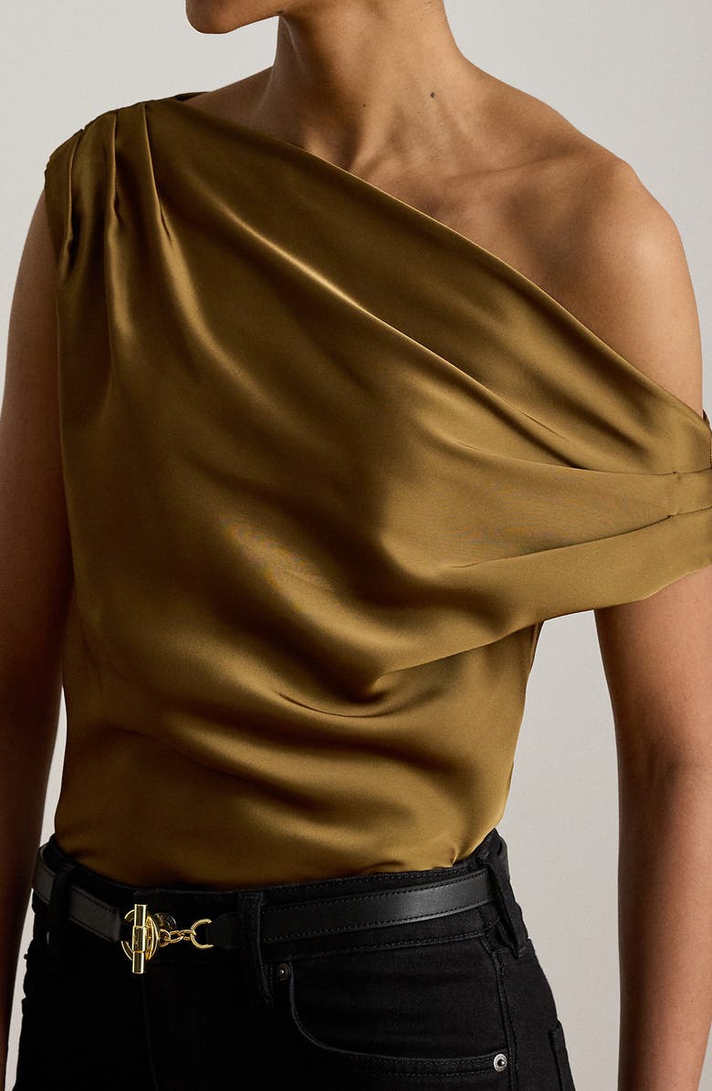 Lauren Ralph Lauren Kinthea Off the Shoulder Charmeuse Top, Alternate, color, Tobacco Bronze Brown
