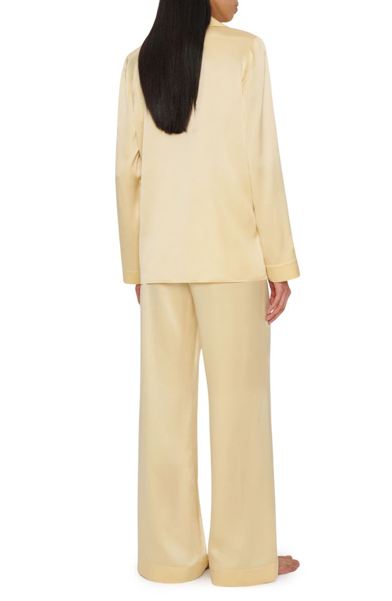 Reformation Ella Silk Satin Pajamas, Alternate, color, Blonde