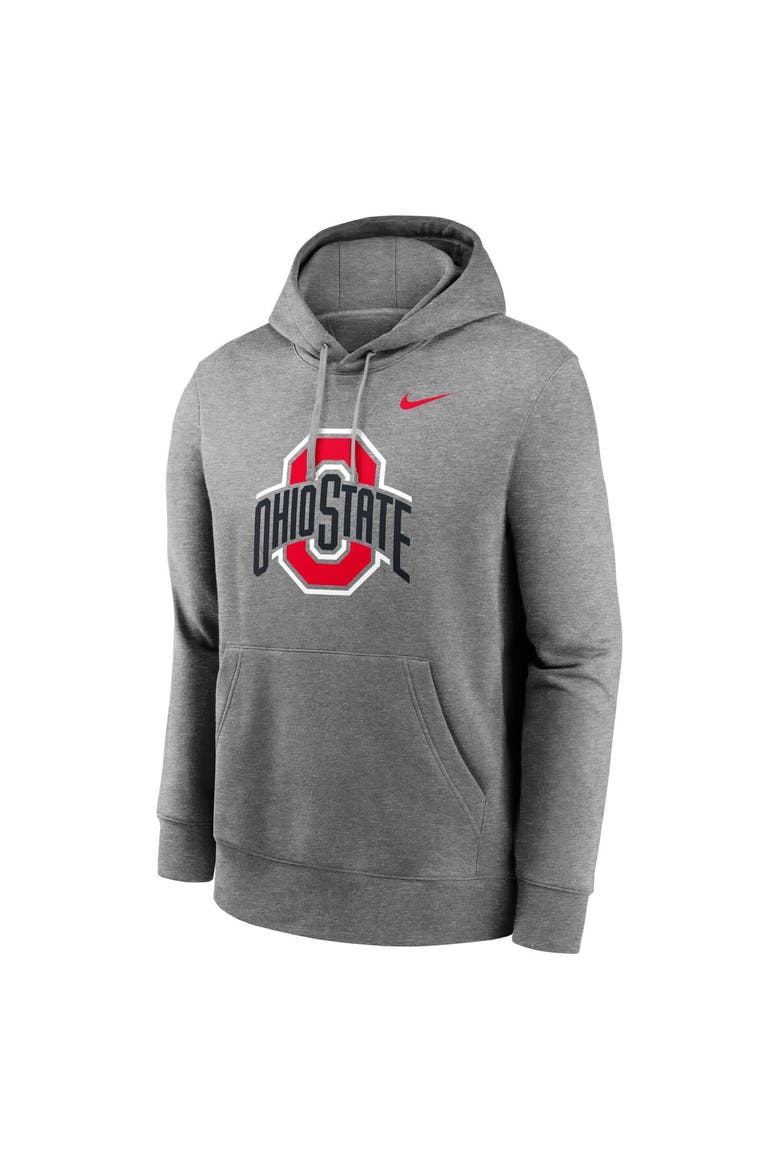 Men's Nike Heather Gray Ohio State Buckeyes Primetime Evergreen Club Fleece Pullover Hoodie, Alternate, color, Heather Gray