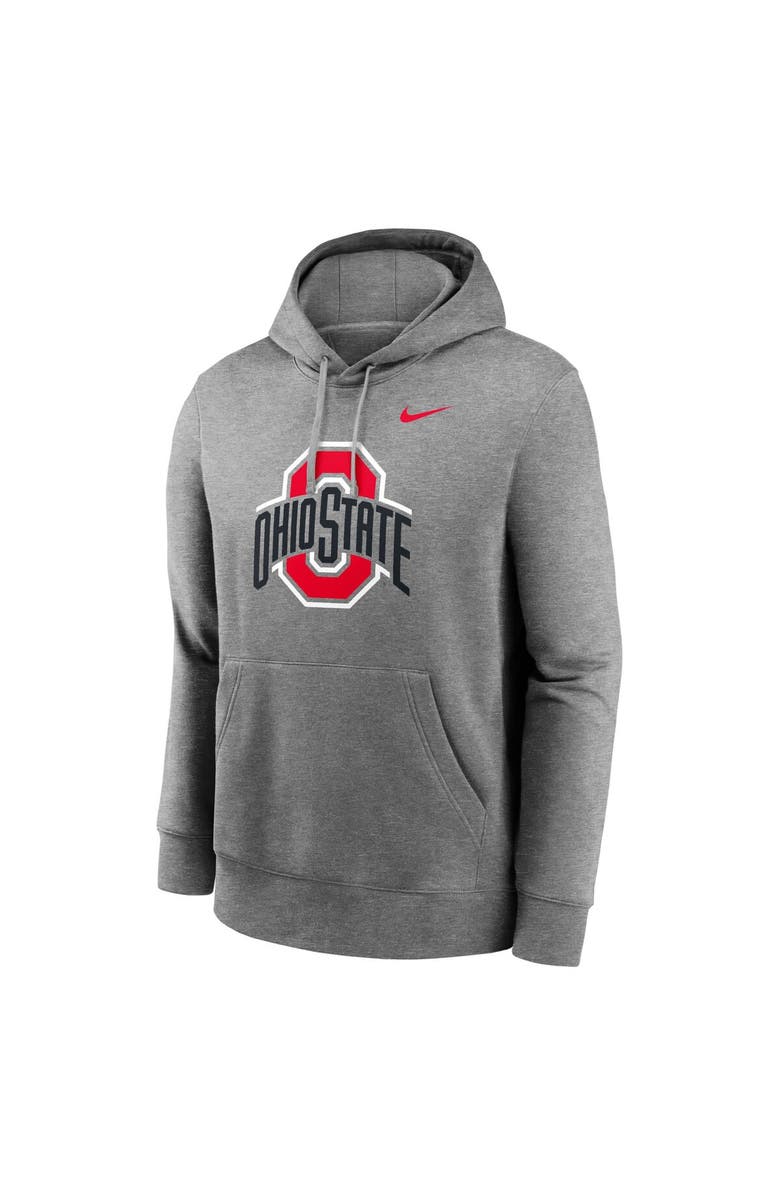 Nike Men's Nike Heather Gray Ohio State Buckeyes Primetime Evergreen Club Fleece Pullover Hoodie, Alternate, color,