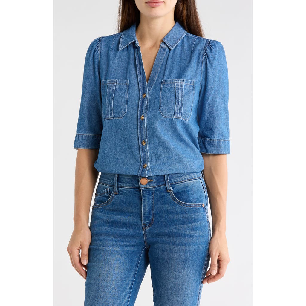 Democracy Denim Button-up Shirt In Blue