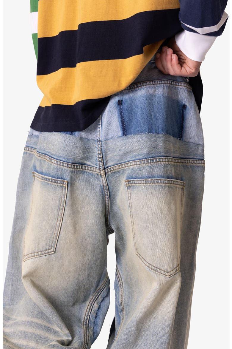 Mega Baggy Layered Denim Jeans, Alternate, color, MEDIUM BLUE