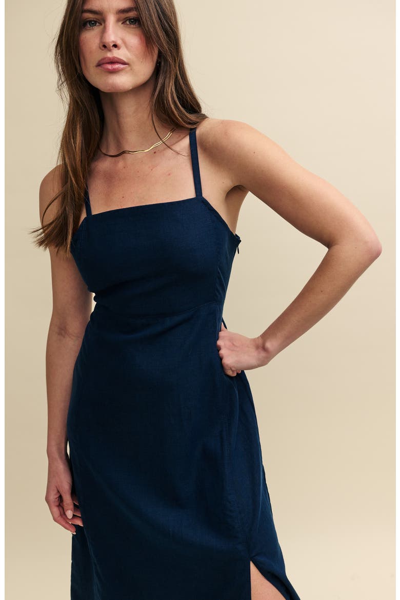 Maddy Dark Denim Twill Midi Dress, Alternate, color, BLUE