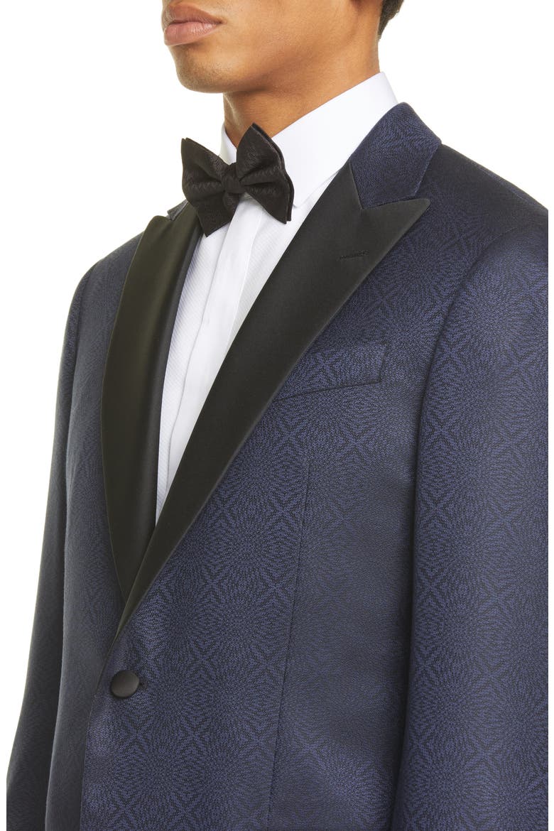 G Line Trim Fit Geometric Wool & Silk Dinner Jacket, Alternate, color, BLUE