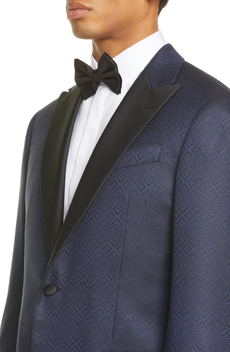 Emporio Armani G Line Trim Fit Geometric Wool & Silk Dinner Jacket, Alternate, color, 