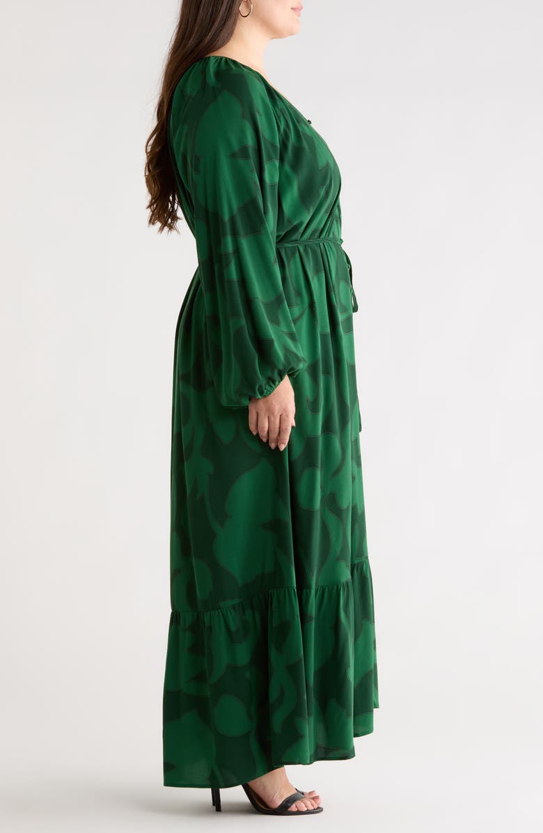 SUGARLIPS Benti Abstract Print Long Sleeve Dress, Alternate, color, Emerald