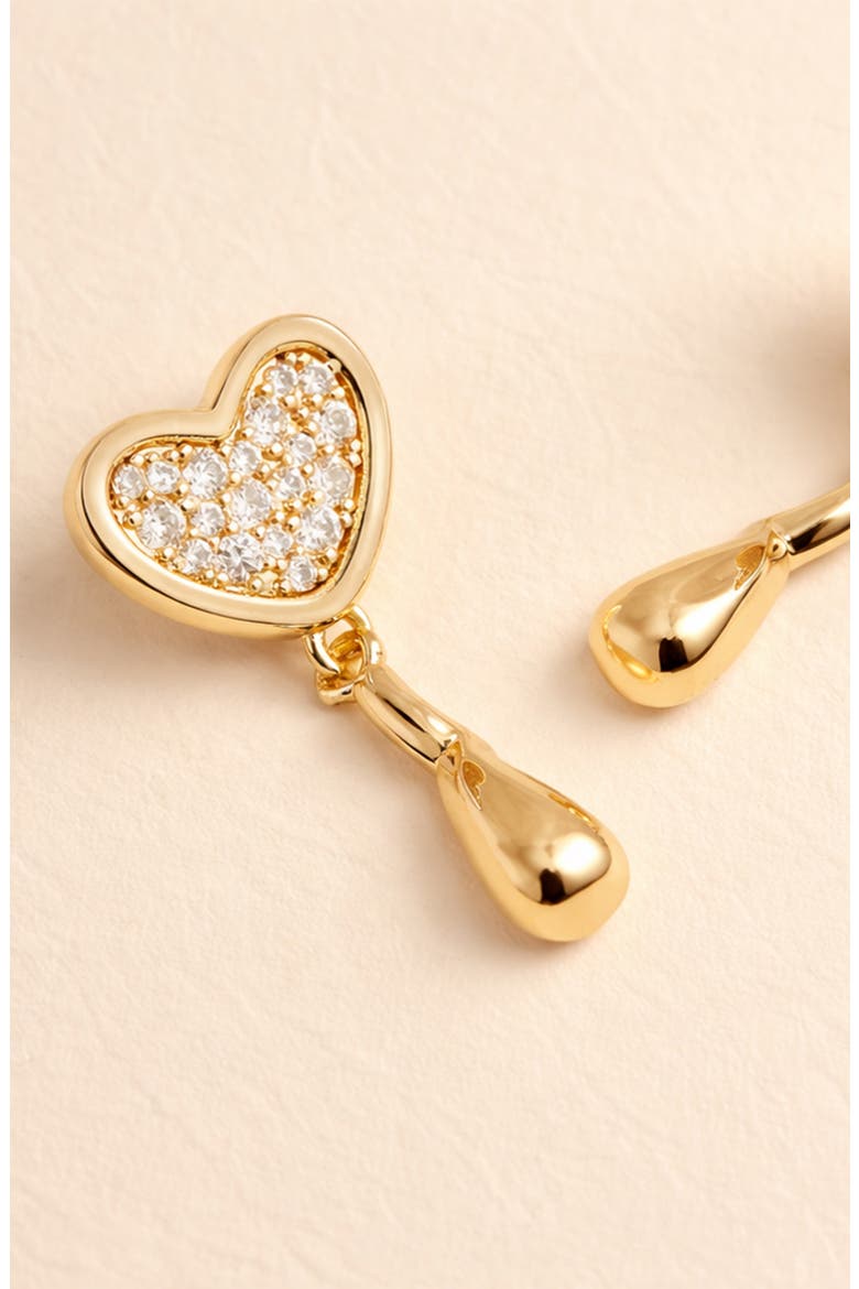 Heart Midi Crystal Face On Stud Earrings In Gold, Alternate, color, Gold