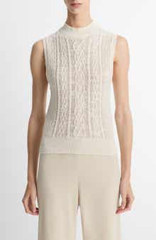 Mock Neck Cable Stitch Sweater Vest