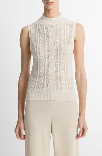 Mock Neck Cable Stitch Sweater Vest