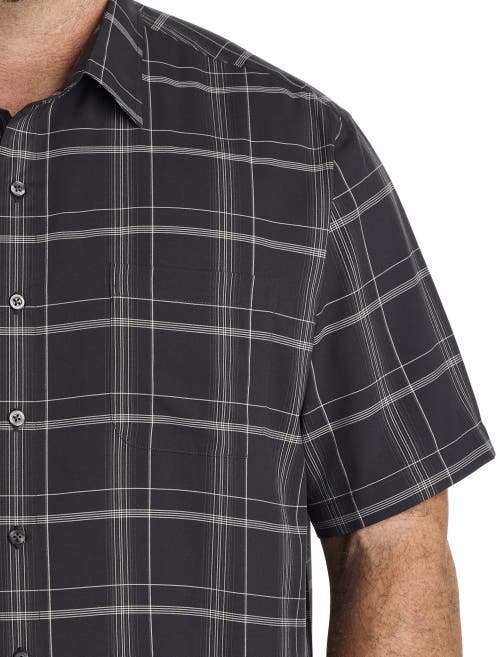 Synrgy Big & Tall Plaid Microfiber Sport Shirt In Black