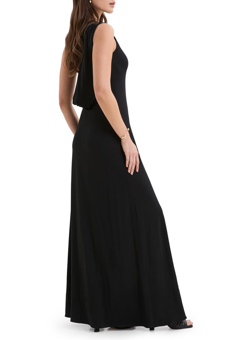 Laurel Sleeveless Stretch Jersey Gown, Alternate, color, BLACK