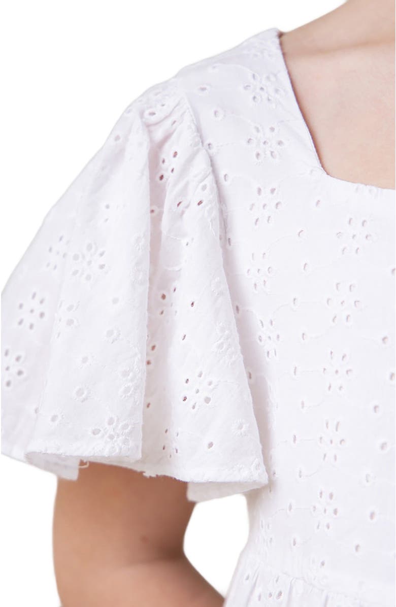Hope & Henry Girls' Organic Flutter Sleeve Eyelet Dress, Toddler, Alternate, color,