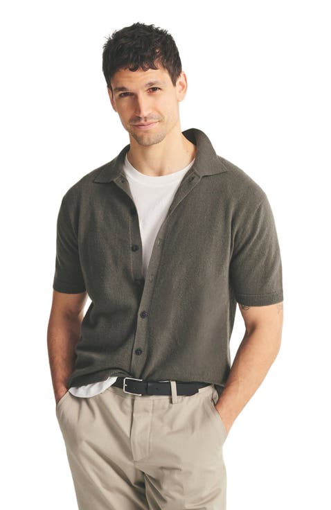 Signature Cashmere Short Sleeve Button Down