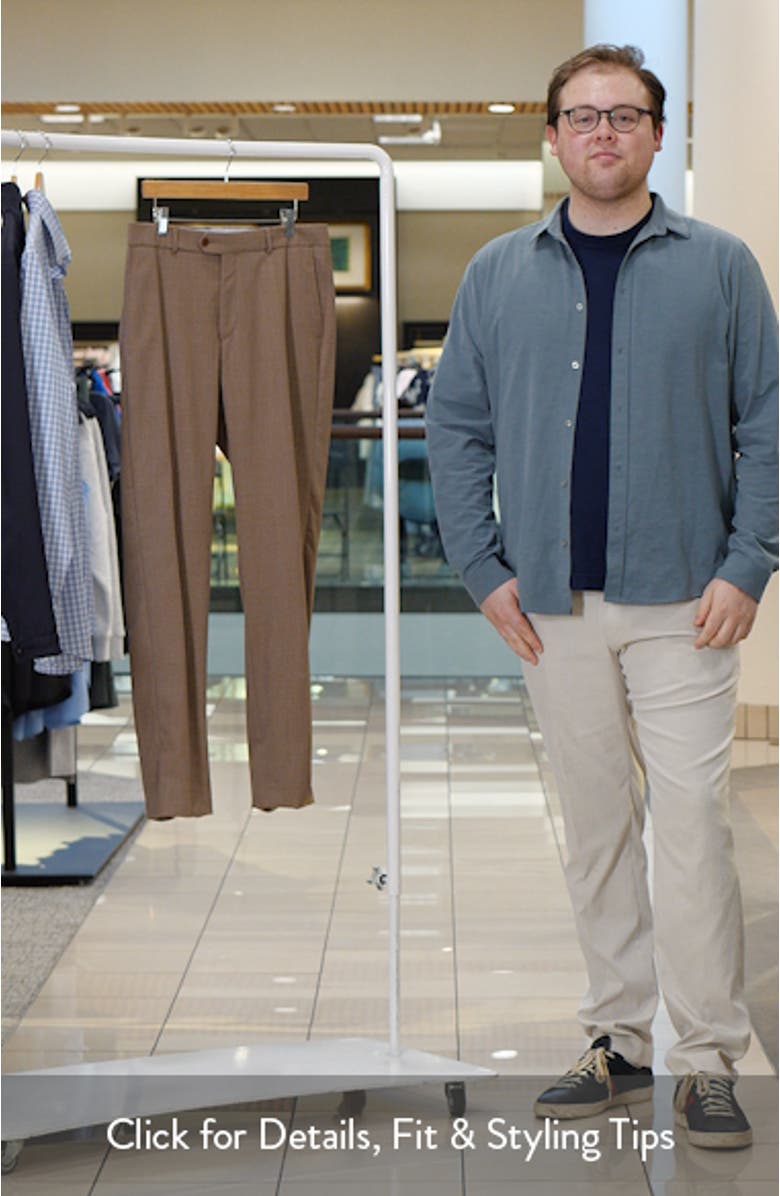 Lightweight Flat Front Mesh Weave Wool Dress Pants, sales video thumbnail