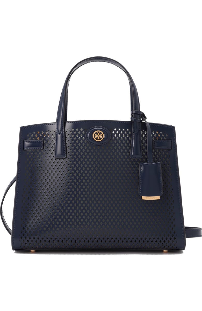 Tory Burch Small Robinson Perforated Leather Satchel, Main, color,
