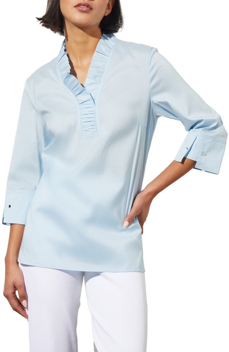 Ming Wang Ruffle Collar Shirt, Main, color, 