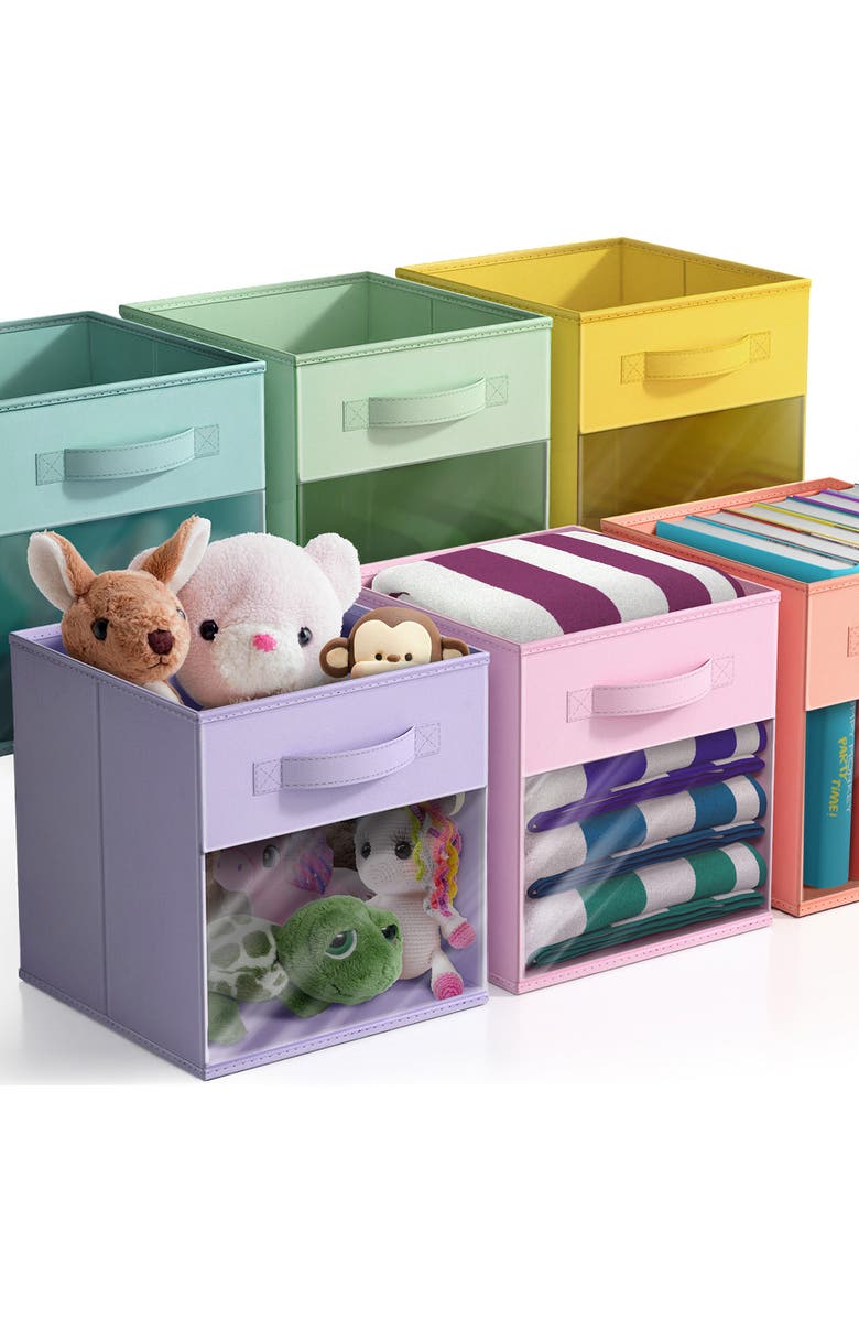 SORBUS 6-Pack Window Storage Cubes, Alternate, color, Multicolored Pastel