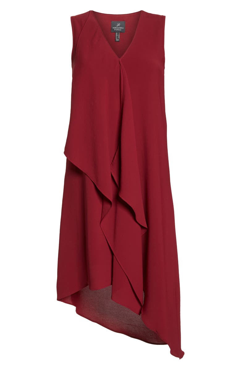 Adrianna Papell Ruffle Front Crepe High/Low Dress, Alternate, color, 