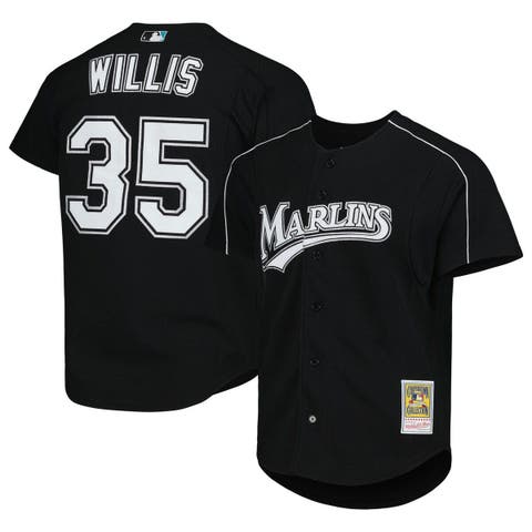 Men's Mitchell & Ness Dontrelle Willis Black Florida Marlins Cooperstown Collection Mesh Batting Practice Button-Up Jersey