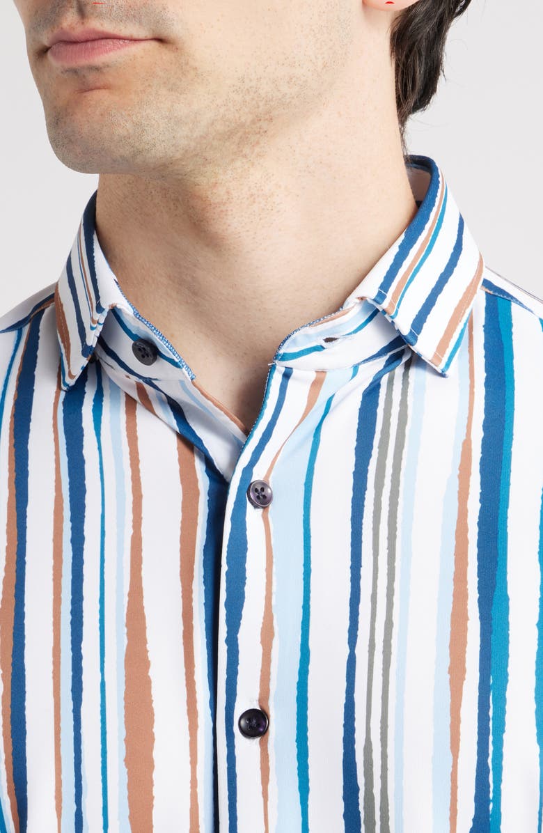 Stone Rose Breakwater Performance Short Sleeve Button-Up Shirt, Alternate, color, 