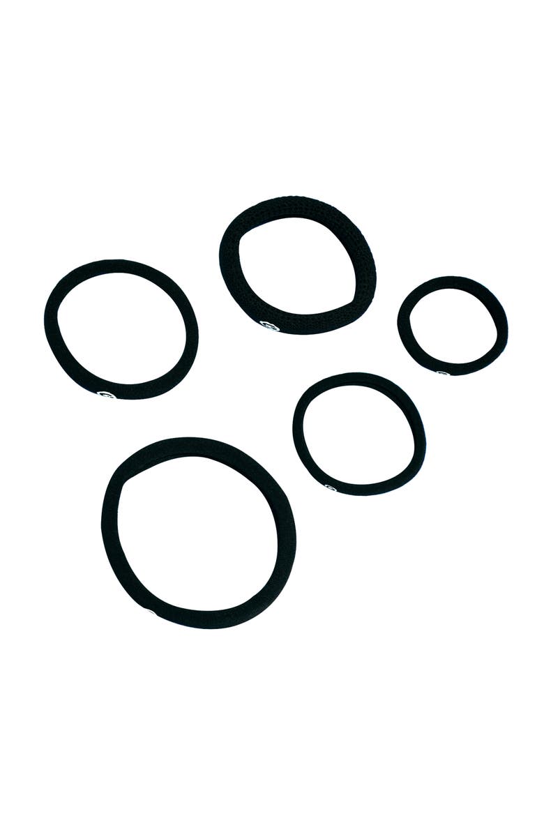 Hair Ties in 5 Sizes, Bands Fitting Kit, Main, color, Black