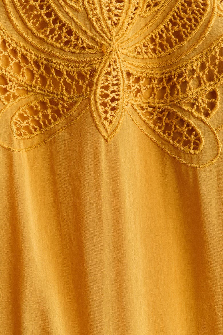 Embroidered Tiered Dress, Alternate, color, Dark yellow
