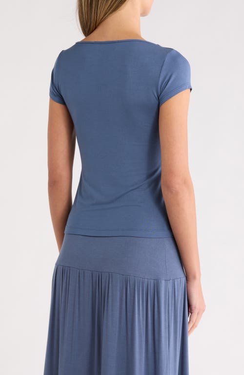 Renee C Solid Cowl Neck Cap Sleeve T-shirt In White