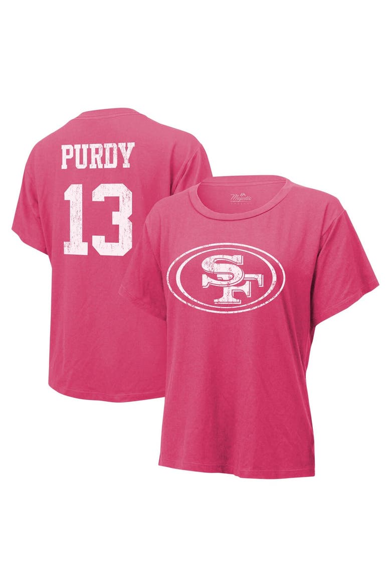 Women's Majestic Threads Brock Purdy Pink San Francisco 49ers Name & Number T-Shirt, Alternate, color, Pink