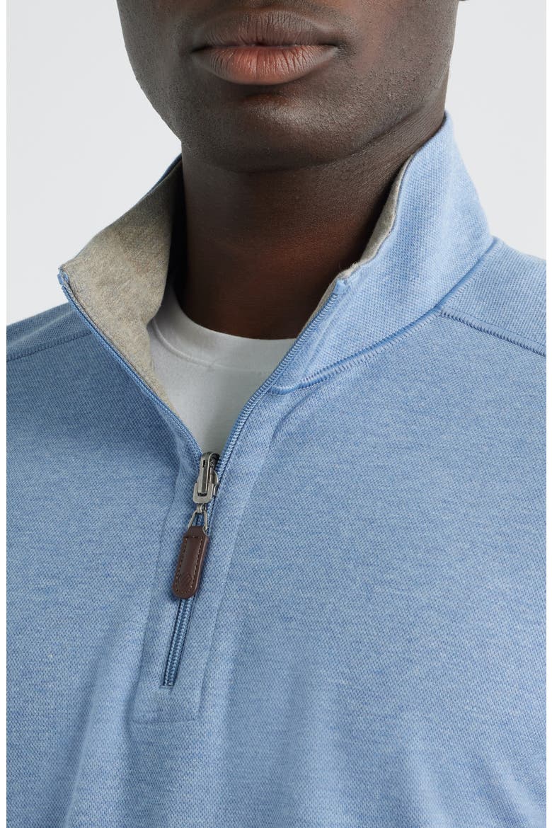 Icon Reversible Cotton Blend Quarter Zip Pullover, Alternate, color, LIGHT BLUE/ TAUPE